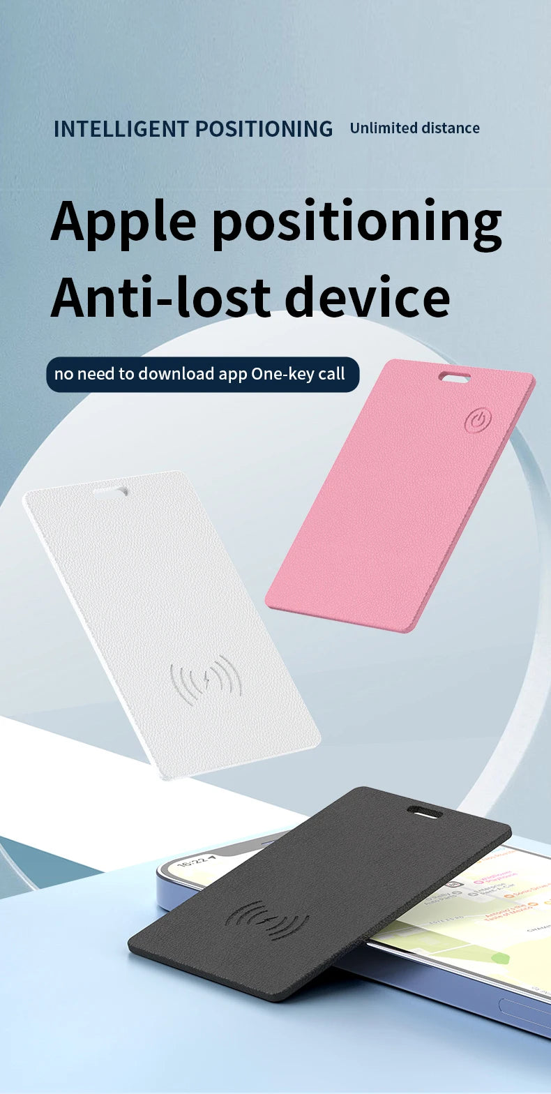Ultra Slim Tracking Card Wallet Anti-Loss Gps Tracker Smart Location Tag for Iphone Find My App Wireless Charge Ipx6 Waterproof